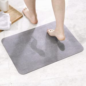 Tapis De Salle De Bain Antidérapant 40x60 Cm, Terre De Diatomées Trois Couches Super Absorbante, Adapté Aux Portes De Salle De Bain, Salon, Tapis De Salle De Bain Gris Lavable - Neuf