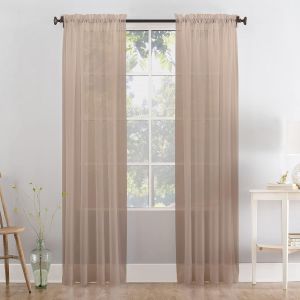 Lot De 2 Rideaux En Voile Tissé Avec Embrasses - 28 Coloris Disponibles - Neuf