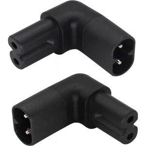 (2-Pack) Angle Droit IEC 320 C8 à C7 Adaptateur Secteur 2.5A 250V vers Le Haut et vers Bas 90 Degrés Figure 8 Convertisseur d'alimentation Polarisé AC pour Les Téléviseurs LED(C8 à C9 Haut/Bas) - Neuf