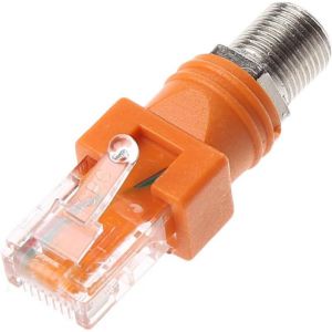F Femelle vers RJ45 m&acirc;le Adaptateur de coupleur de Barillet coaxial RJ45 vers convertisseur de connecteur RF - Neuf