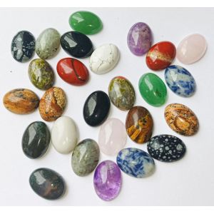 Lot De 26 Pierres Semi-Pr&eacute;cieuses Naturelles (Cabochons) - 13x18mm - Neuf