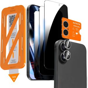 AEFJ-3 Pi&egrave;ces Verre Tremp&eacute; Anti-Espion pour iPhone 17 + 1 Jeu Protection Cam&eacute;ra Arri&egrave;re, [12 Pieds Qualit&eacute; Militaire Vitre Protection], 25&deg;Anti-Spy, Auto-Install 1s, Coque Compatible - Neuf