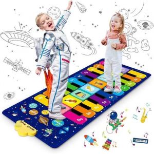 Tapis Piano Enfant, Ciel &Eacute;toil&eacute; Tapis Musical Jouets &Eacute;ducatifs avec 8 Instruments, 10 Chansons et 20 Touches, 120 x 48 cm - Neuf