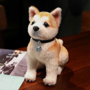 Peluche Akita réaliste de 25/30 cm, chiot Shiba Inu réaliste-30CMsquat avec col - Neuf