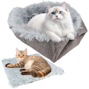 Kalanka-2 En 1 Double Usage Panier, 61x51cm Matelas Chien, Gris Coussin Chat Doux Et Confortable, Lit Pour Chat 2 En 1, Panier Petit Chien, Lavable, Pour Chatons, Chiots, Lapin Et Autres Petits Anima - Neuf
