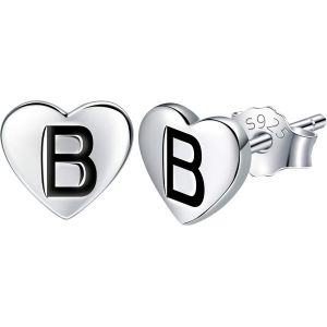 Kal-Amour Lettre A-Z Boucles D'oreilles Femme Argent Sterling 925, Diamètre 8mm - Neuf