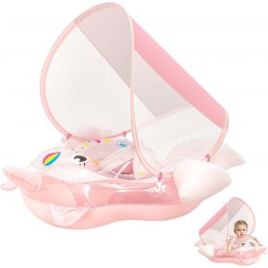 Bouée Bébé, La Licorne/Le Requin Bouee Bebe Avec Auvent Pare Soleil Upf 50+, Siège Ajustable,Baby Pool Float,Bouée Piscine De Natation Gonflable Accessoires Piscine Pour Enfants De 3 À 24 Mois - Neuf
