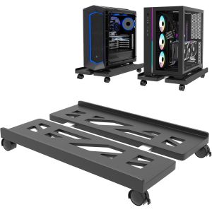 NouvelHorizonstore-Support CPU pour PC, ordinateur de bureau, support de CPU r&iquest;&iquest;glable, support universel pour ordinateur portable avec roues pivotantes et roulettes, pour CPU sous bureau Noir - Neuf