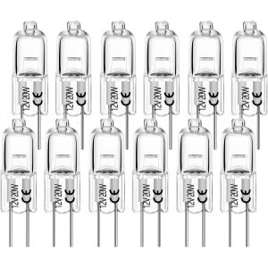 Kal-Ampoule Halogène G4 20w 340lm T3 Lampe Bi-Pin Ac/Dc12v Pour Lumière Puck, Lustre, Éclairage Sur Rail,Track Lighting, Blanc Chaud 2700k,12 Packs - Neuf