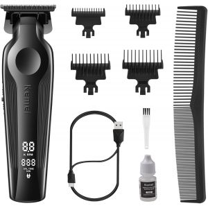 Tondeuse À Cheveux Électrique Sans Fil Rechargeable Pour Homme Avec Lame En T Et Affichage Led-Noir - Neuf
