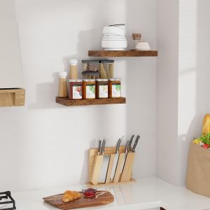 TIANYI-Lot de 2 &eacute;tag&egrave;res murales en Bois Marron Vintage - 40 cm &eacute;tag&egrave;re Flottante, 23,5 cm de Profondeur en Bois MDF - pour Cuisine, Bureau, Salle de Bain, Chambre et Salon - Neuf