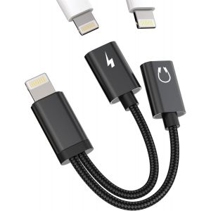 Loc-Adaptateur Ecouteur Pour Iphone(2 En 1)Certifi&eacute; Pour Apple Mfi Double Lightning Jack Cable Chargeur Prise C&acirc;ble Audio Voiture Auxiliaire Accessoires 14 13 12 11 Pro Max 7 8 Plusxse Xs Xr Pour Ipad - Neuf