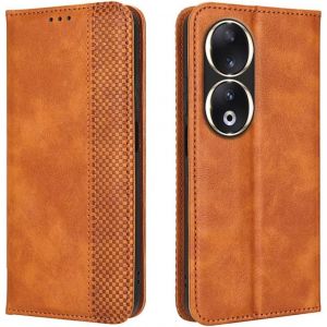 Kal-Coque Pour Honor 90 5g (6.7"" Inches), Etui Flip Folio En Cuir Pu Avec Interrupteur Magnétique, [3 Fentes Pour Cartes] [1 Portefeuille] Housse - Marron - Neuf
