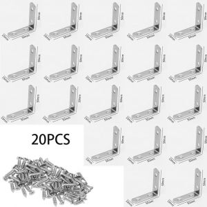 20 pièces (environ 16 x 50 x 50 mm) carrées à angle droit de 90 degrés, une équerre en métal, une équerre, un support d'angle carré en acier inoxydable à monter avec des vis - Neuf