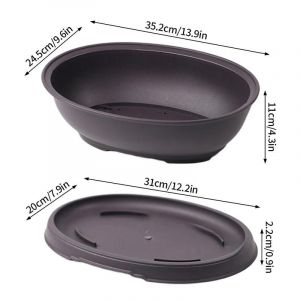 Pots De Fleurs Rectangulaires Bonsaï, Imitation D'argile Violette, Pot De Plantes Succulentes De Jardin Extérieur, Vase De Paysage.Oval L And Tray - Neuf