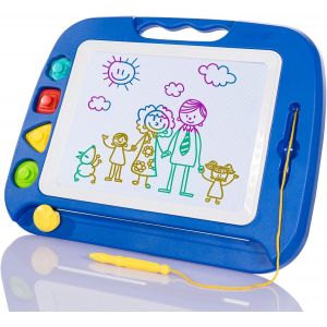 JGD-Ardoise Magique Grande - 42 X 33 cm Enfant Tableau de Dessin Magn&eacute;tique Effa&ccedil;able, Cadeau Jouet Educatif pour Bambin (Bleu) - Neuf