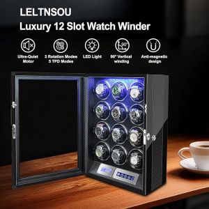 Remontoir Pour 12 Montres Automatiques ; Moteur Japonais Ultra-Silencieux ; &Eacute;clairage Led Int&eacute;gr&eacute; ; Commande Par &Eacute;cran Tactile Lcd. - Neuf