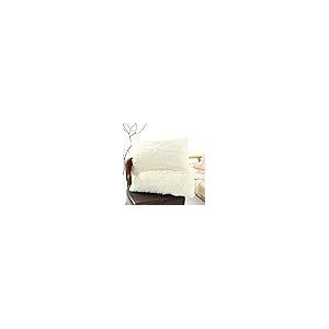 Fausse Fourrure douce Taies d'oreiller, Set de 2 Housses de Coussin en Peluche, Douce Fausse Fourrure Taies d'oreiller Canape-Lit Decor a la Maison, 50 x 70 cm, Blanc - Neuf