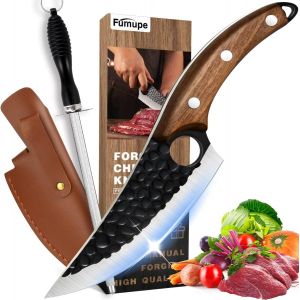 Oayew-Couteau De Chef Avec B&acirc;ton D'aff&ucirc;tage, Couteaux De Cuisine Avec &Eacute;tui De Protection En Cuir, Couteau Japonais, Multipurpose Couteaux Japonais, Couteau Damas Boucher, Gril De Cuisine - Neuf