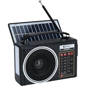 Radio r&eacute;tro Portable, Radio Bluetooth AM/FM/SW compacte avec Panneau Solaire, &eacute;clairage LED Portable, Batterie Rechargeable, Support pour Carte TF/USB-MP3 Player (Noir) - Neuf