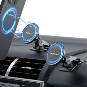 MagSafe Support Telephone Voiture, Kit de Ventouse pour Pare-Brise et de Clip pour Bouche d'A&eacute;ration pour iPhone 16 16 Plus Pro 16 Pro Max 15 14 13 12 et &eacute;tui MagSafe[Metal Anneau Inclus] - Neuf