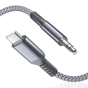 KALANKA-Cable Auxiliaire pour iPhone 17 17e Air 16 1.2M,Type C vers 3.5mm Audio Aux Adaptateur,C&acirc;ble Jack USB C St&eacute;r&eacute;o pour Voiture,Apple 15 Pro Max Plus,Samsung S26 S25 S24 S23 A56 A55,Z Fold,iPad - Neuf