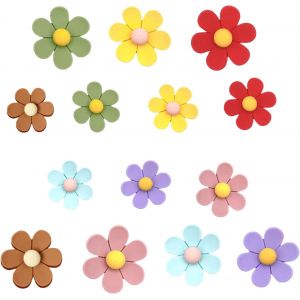 KALANKA-14 Pi&egrave;ces Aimants pour R&eacute;frig&eacute;rateur 3D Forme De Fleurs, Magnet Frigo Mignons, Aimants D&eacute;coratifs Color&eacute;s Marguerite pour La Cuisine, Le Tableau Blanc Et Le Bureau (7 Petits + 7 Moyen) - Neuf