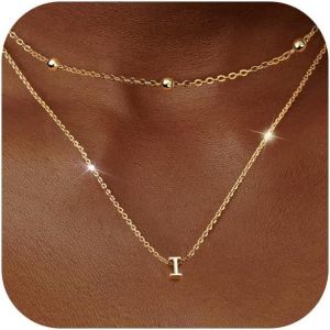 Kal-Collier Prenom Personnalisé Multirang Collier Initiale Collier Lettre Femme Argent Nom Collier Avec Petit Pendentif Lettre Collier Prenom Personnalisé Femmes Filles Cadeaux - Neuf