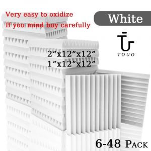 ORE-TOUO 6/12/24/48 pièces mousse acoustique Studio haute densité mousse d'insonorisation matériau insonorisant isolation de porte décoration de la maison-6 Pcs With Tapes-White - Neuf