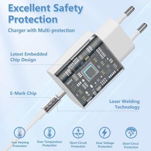 Chargeur Rapide Iphone 16 15,C&acirc;ble 2m Long Usb C To C Cable Charge Rapide 60w,Type C Prise Secteur Adaptateur Cordon Pour Apple Iphone 16 Pro/16 Pro Max/16 Plus/15 Pro Max/Ipad - Neuf