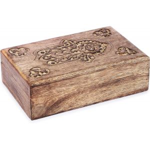 Ershi-Coffret En Bois Hamsa Sculpté À La Main Décoratif Polyvalent Organisateur Bijoux Coffre Trésor De Voyage Porte Bibelot Cadea[2662] - Neuf