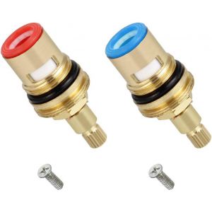 Lot de 2 têtes de disque en céramique, cartouches en céramique de 1/2"", remplacement universel pour robinet en laiton, 20 étapes x 53 mm, pour cuisine et salle de bain (eau chaude et froide) - Neuf