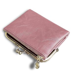 Femmes Portefeuille Petit Rfid Dames Compact Pliant En Cuir Vintage Porte-monnaie Avec Fermeture Éclair et Kiss Lock- - Neuf
