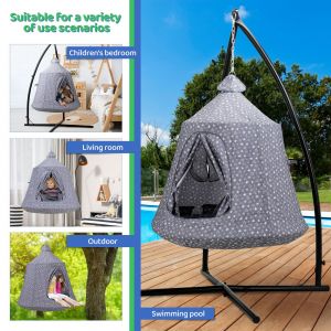 Hamac D&#39;Enfants Avec Support,Fauteuil Suspendu Pour Intérieur Et Extérieur,Chaise Balançoire Suspendue Avec Lumières Led,Capacité De Charge 150 Kg,Grau - Neuf