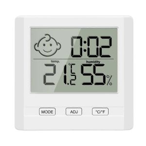 Thermomètre hygromètre intérieur numérique avec affichage de l'heure,compteur de surveillance d'humidité de température précis - Neuf