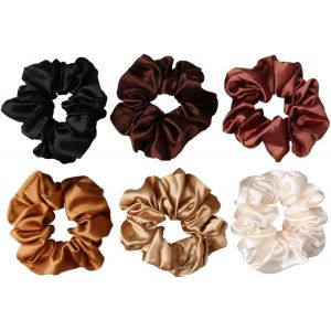 6 Pcs Chouchous Élastiques À Cheveux En Satin Ties Cordes Chouchou Scrunchie Colorés Pour Filles Femmes - Neuf