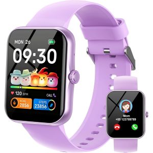 JGD-Fitness Tracker Montre Connect&eacute;e Enfant, 1,83"" HD Montre Intelligente pour Gar&ccedil;on Fille IP68 &Eacute;tanche avec 120+ Modes Sport Cardiofrequencem&egrave;tre Podom&egrave;tre R&eacute;veil Jeux pour Ados 4-16 Ans Cadeau, Vi - Neuf