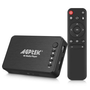 VornixorSarlshop-Lecteur Multim&eacute;dia, 4K@30hz HDMI Lecteur Multim&eacute;dia pour TV avec Sortie HDMI/AV/VGA, Media Player pour 14TB HDD/Cl&eacute; USB 256G/Carte SD/H.265 MP4 avec T&eacute;l&eacute;commande pour MP3 AVI RMVB MP - Neuf