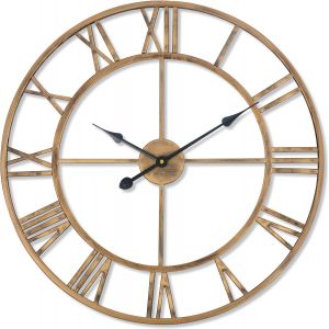 ChenQuanSarl-Grande Horloge Murale Vintage - 60 Cm - Décoration Industrielle - En Métal - Silencieuse - Sans Bruit De Tic-Tac - Horloge Murale Rétro Pour Salon, Cuisine, Chambre À Coucher, Bureau - Neuf