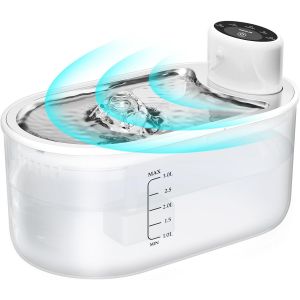 3,0l Fontaine A Eau Chat Sans Fil, Fontaine &Agrave; Eau Pour Chat &Agrave; Pile Avec D&eacute;tecteur De Mouvement, Unit&eacute; De Contr&ocirc;le Amovible Int&eacute;gr&eacute;e Batterie 5000mah Avec 1 &Eacute;ponge Et 2 Filtres - Blanc - Neuf