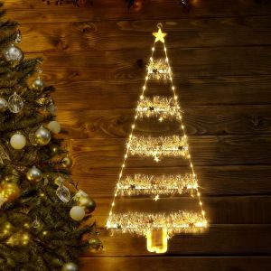 Jgd-&Eacute;chelle De No&euml;l - D&eacute;coration De No&euml;l - 87 Cm - Guirlande Lumineuse Avec Guirlande - &Eacute;clairage De No&euml;l - 8 Modes - Blanc Chaud - D&eacute;coration De No&euml;l Pour Fen&ecirc;tre - Neuf