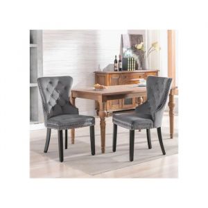 Lot de 2 chaises de salle &agrave; manger en velours, adapt&eacute;es &agrave; la chambre &agrave; coucher, &agrave; la cuisine, au salon ou comme si&egrave;ges de loisirs. - Neuf