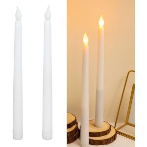 Lot De 2 Bougies Led Sans Flamme (Blanches), Bougies Coniques Led, À Piles, Lumières Décoratives Led Pour Fêtes, Mariages, Halloween, Noël - Neuf