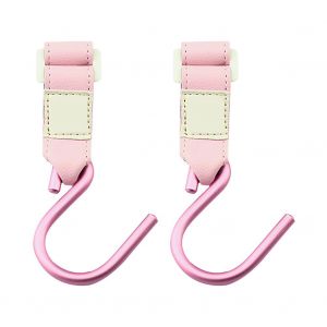 Crochet Universel Multi-Usages Pour Poussette (Sangle Rose + Crochet Rose) - Neuf