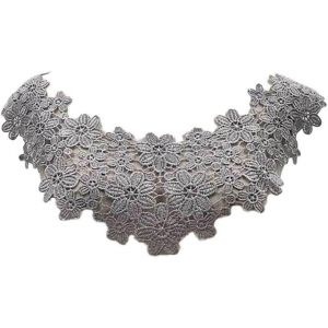 Kal-Col En Dentelle Brodé Col En Dentelle Appliqué Fleur Dentelle Patchs Brodés Amovibles Encolure En Dentelle Col Élégant Insert De Col Femmes Col Pour Couture Gris Taille Unique - Neuf
