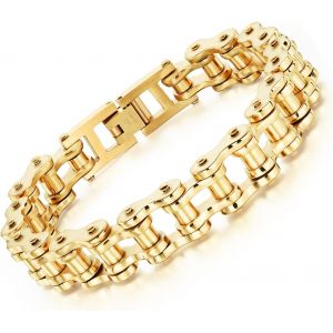 Eryi-Bracelet À Maillon En Acier Inoxydable, Style Rock Et Motard, 22 Cm, Argenté - Neuf