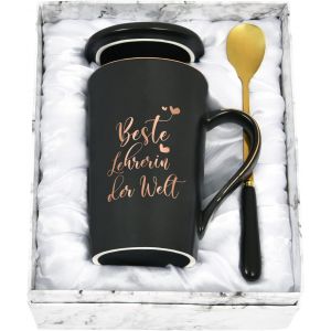 Ytfhg-Beste Lehrerin Geschenke Tasse À Café Pour Meilleure Enseignante Du Monde, Cadeau D'adieu, Noël, Pour Enseignante, 400 Ml, Noir - Neuf