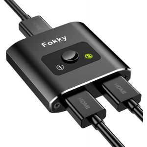 Switch HDMI 4K 60Hz Splitter, Bidirectionnel Commutateur Hdmi avec &iquest;1M(3.3ft) HDMI 2.0 C&acirc;ble&iquest; 1 Entr&eacute;e 2 Sorties (Noir, avec 1M de c&acirc;ble) - Neuf