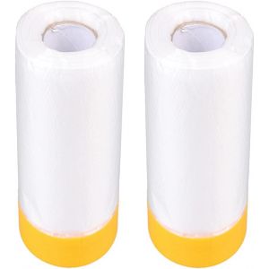 2 Pi&egrave;ces Masker avec Ruban de Masquage Film Ruban Adh&eacute;sif Toil&eacute; Masquage Protection Feuilles de Poussi&egrave;re Imperm&eacute;able Couverture Peinture de Voiture 300cm x 20m.[I1] - Neuf