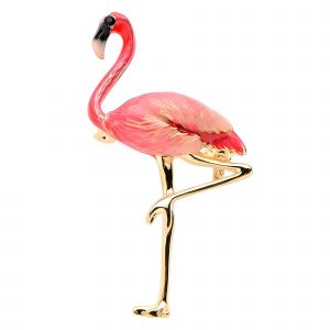 La Mode Mignon Flamingo Broche Avec Strass Pour Corsets, Anniversaire Et Cadeaux De No&euml;l, La Conception Classique, Plein Cristal De D&eacute;tails - Neuf